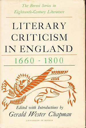 Seller image for Literary Criticism in England 1660-1800 by Chapman, Gerald Wester for sale by Robinson Street Books, IOBA