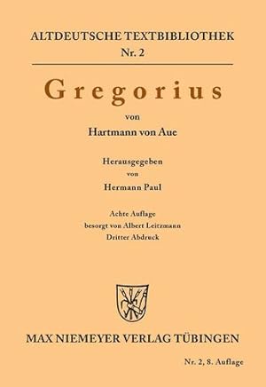 Imagen del vendedor de Gregorius (Altdeutsche Textbibliothek) (German Edition) [Soft Cover ] a la venta por booksXpress