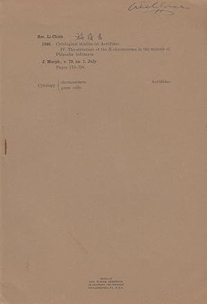 Bild des Verkufers fr Cytological Studies on Aerididae IV. The Structure of the X-Chromosome in the Meiosis of Phlaeoba infumata by Sze, Li-Chieh zum Verkauf von Robinson Street Books, IOBA