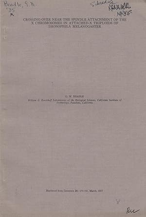 Imagen del vendedor de Crossing Over Near the Spindle Attachment of the X Chromosomes in Attached-X Triploids of Drosophila Melanogaster by Beadle, G.W. a la venta por Robinson Street Books, IOBA