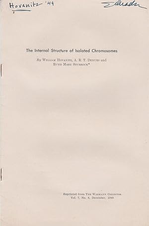 Imagen del vendedor de The Internal Structure of Isolated Chromosomes by Hovanitz, William, Denues, A.R.T., and Sturrock, Ruth Mary a la venta por Robinson Street Books, IOBA