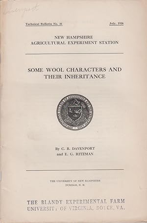 Seller image for Some Wool Characters and their Inheritance by Davenport, C.B. and Ritzman, E.G. for sale by Robinson Street Books, IOBA