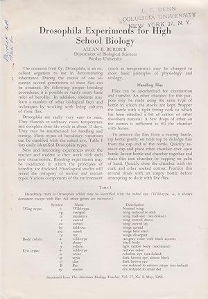 Seller image for Drosophila Experiments for High School Biology by Burdick, Allan B. for sale by Robinson Street Books, IOBA