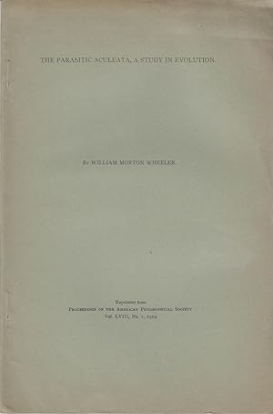 Bild des Verkufers fr The Parasitic Aculeata, a Study in Evolution by Wheeler, William Morton zum Verkauf von Robinson Street Books, IOBA