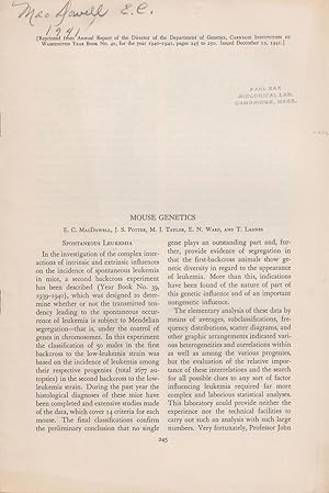 Seller image for Mouse Genetics by MacDowell, E.C.; Potter, J.S.; Taylor, M.J.; Ward, E.N.; Laanes, T. for sale by Robinson Street Books, IOBA