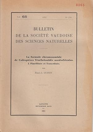 Seller image for La Formule Chromosomiale de Coleopteres Tenebrionides Nord-Africains I. Pimeliines et Tentyriines by Guenin, Henri-A. for sale by Robinson Street Books, IOBA