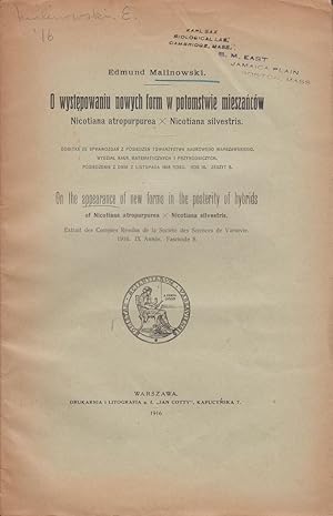 Immagine del venditore per O Wystepowaniu Nowych Form w Potomstwie Mieszancow Nicotiana atropurpurea x Nicotiana silvestris by Malinowski, Edmund venduto da Robinson Street Books, IOBA