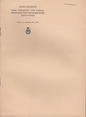 Seller image for Uber Subletale und Disharmonische Chromosomenkombinationen by Federley, Harry for sale by Robinson Street Books, IOBA