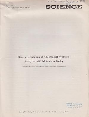 Imagen del vendedor de Genetic Regulation of Chlorophyll Synthesis Analyzed with Mutants in Barley by Von Wettstein, Diter; Kahn, Albert; Nielson, Ole F.; and Gough, Simon a la venta por Robinson Street Books, IOBA