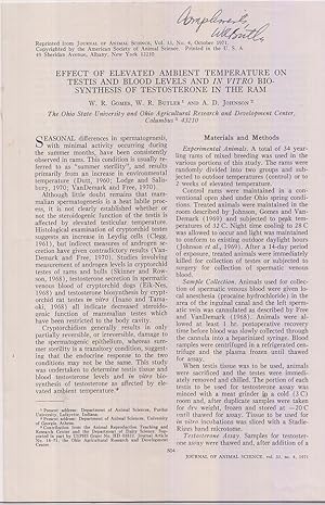 Effect of Elevated Ambient Temperature on Testis and Blood Levels and In Vitro Bio-synthesis of T...