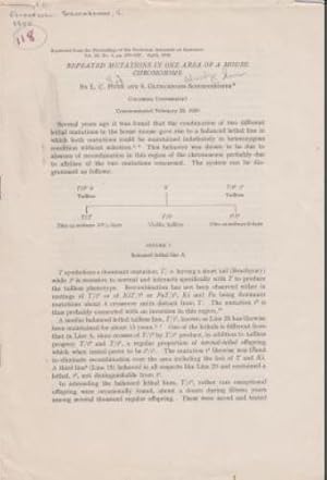 Imagen del vendedor de Repeated Mutations in One Area of a Mouse Chromosome by Dunn, L.C. and Gluecksohn-Schoenheimer, S. a la venta por Robinson Street Books, IOBA