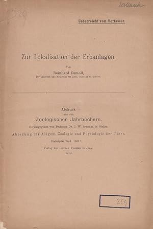 Bild des Verkufers fr Zur Lokalisation der Erbanlagen by Demoll, Reinhard zum Verkauf von Robinson Street Books, IOBA