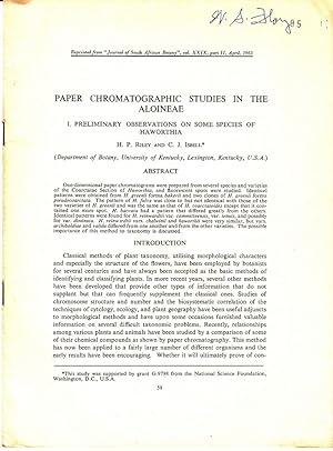 Seller image for Paper Chromatographic Studies in the Aloineae by Riley, H.P. and Isbell, C.J. for sale by Robinson Street Books, IOBA