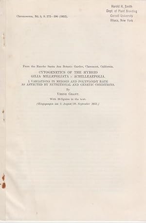 Bild des Verkufers fr Cytogenetics of the Hybrid Gilia Millefoliata x Achilleaefolia I. Variations in Meiosis and Polyploidy Rate as Affected by Nutritional and Genetic Conditions by Grant, Verne zum Verkauf von Robinson Street Books, IOBA