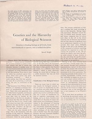 Genetics and the Hierarchy of Biological Sciences by Sewall Wright
