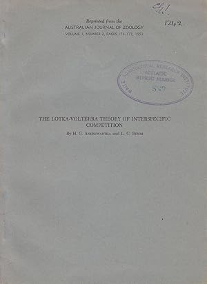 Bild des Verkufers fr The Lotka-Volterra Theory of Interspecific Competition by Andrewartha, H.G. and L.C. Birch zum Verkauf von Robinson Street Books, IOBA