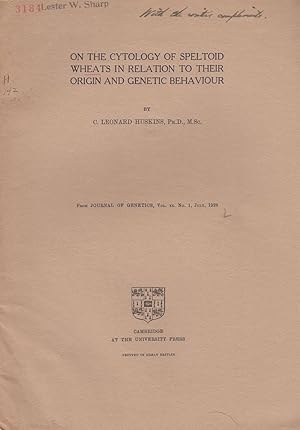 Imagen del vendedor de On the Cytology of Speltoid Wheats in Relation to their Origin and Genetic Behaviour by Huskins, C. Leonard a la venta por Robinson Street Books, IOBA