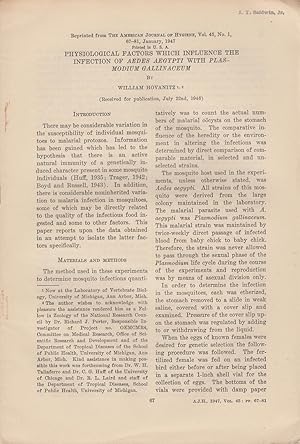 Seller image for Physiological Factors Which Influence the Infection of Aedes Aegypti with Plasmodium Gallinaceum by Hovanitz, William for sale by Robinson Street Books, IOBA