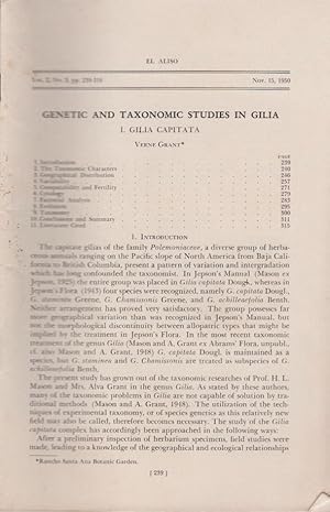 Bild des Verkufers fr Genetic and Taxonomic Studies in Gilia I. Gilia Capitata by Grant, Verne zum Verkauf von Robinson Street Books, IOBA