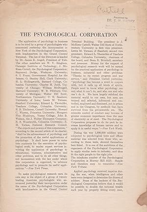 Bild des Verkufers fr The Psychological Corporation zum Verkauf von Robinson Street Books, IOBA