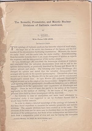 The Somatic, Premeiotic, and Meiotic Nuclear Divisions of Galtonia Candicans by L. Digby