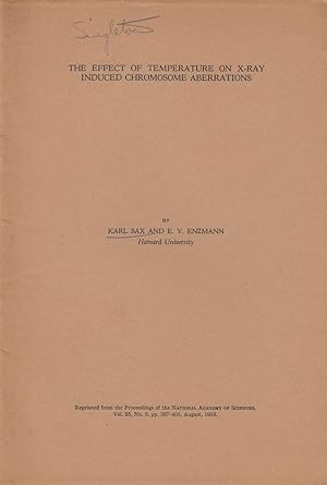 Imagen del vendedor de The Effect of Temperature on X-Ray Induced Chromosome Aberrations by Sax, Karl and Enzmann, E.V. a la venta por Robinson Street Books, IOBA