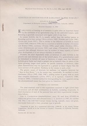 Seller image for Genetics of Heterosis for Earliness in the Tomato-1 by Burdick, Allan B. for sale by Robinson Street Books, IOBA