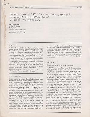 Immagine del venditore per Coelatura Conrad, 1853, Caelatura Conrad, 1865 and Coelatura Pfeiffer, 1877 (Mollusca): A Tale of Two Diphthongs by Rosenberg, Gary; Bogan, Arthur E.; and Spamer, Earle E. venduto da Robinson Street Books, IOBA