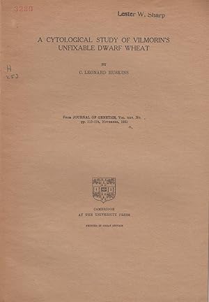 Imagen del vendedor de A Cytological Study of Vilmorin's Unfixable Dwarf Wheat by Huskins, C. Leonard a la venta por Robinson Street Books, IOBA
