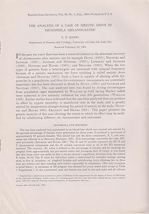 Seller image for The Analysis of a Case of Meiotic Drive in Drosophila Melanogaster by Hanks, G.D. for sale by Robinson Street Books, IOBA