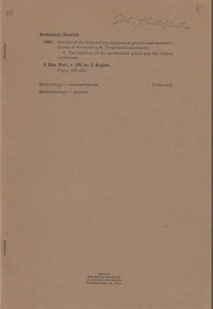 Seller image for Studies on the Humoral Mechanisms in Growth and Metamorphosis of the Cockroach, Periplaneta Americana II. The Function of the Prothoracic Gland and the Corpus Cardiacum by Bodenstein, Dietrich for sale by Robinson Street Books, IOBA