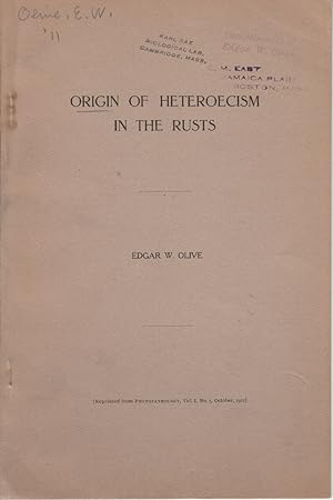 Imagen del vendedor de Origin of Heteroecism in the Rusts by Olive, Edgar W. a la venta por Robinson Street Books, IOBA