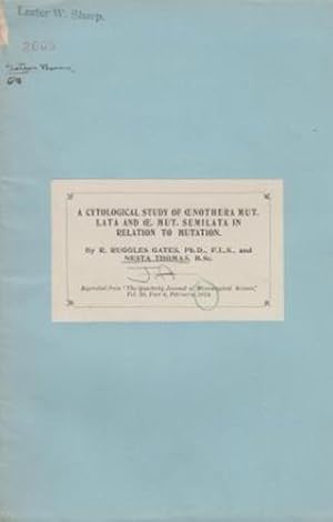 Image du vendeur pour A Cytological Study of Cenothera Mut. Lata and Ce. Mut. Semilata in Relation to Mutation by Gates, R. Ruggles and Thomas, Nesta mis en vente par Robinson Street Books, IOBA