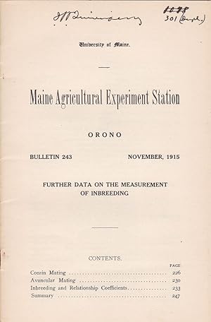 Further Data on the Measurement of Inbreeding by Raymond Pearl