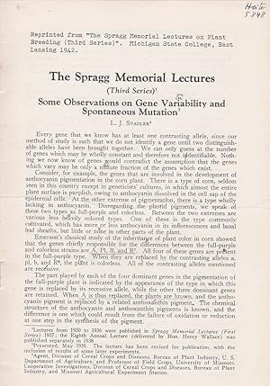 Seller image for Some observations on Gene Variability and Spontaneous Mutation by L. J. Stadler for sale by Robinson Street Books, IOBA