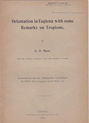 Seller image for Orientation in Euglena with some Remarks on Tropisms by S. O. Mast for sale by Robinson Street Books, IOBA