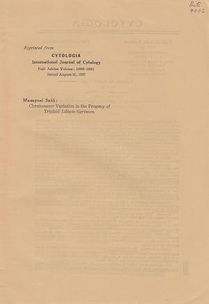 Seller image for Chromosome Variation in the Progeny of Triploid Lilium tigrinum by Sato, Masayosi for sale by Robinson Street Books, IOBA