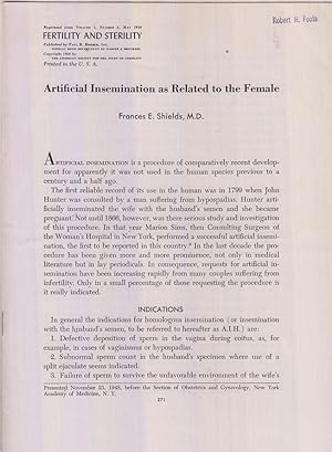 Artificial Insemination as Related to the Female
