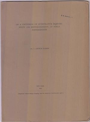On A Criterion of Substratum Homogeneity (or Heterogeneity) in Field Experiments by Harris, J. Ar...