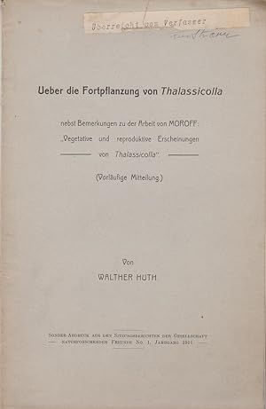 Seller image for Ueber die Fortpflanzung von Thalassicolla by Huth, Walther for sale by Robinson Street Books, IOBA