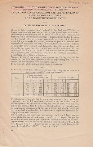 Imagen del vendedor de De Invloed vande Ouderdom van Stierensperma en Enkele Andere Factoren op de Bevruchtingsresultaten by De Groot, Th. and Bekedam, Ir. M. a la venta por Robinson Street Books, IOBA