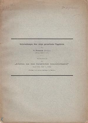 Imagen del vendedor de Untersuchungen uber einige parasitische Flagellaten by Prowazek, S. PROWAZEK, STANISLAUS a la venta por Robinson Street Books, IOBA