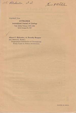 Imagen del vendedor de Geographical Distribution of Chromosomal Prime Types in Datura Stramonium by Blakeslee, Albert F.; Bergner, A. Dorothy; and Avery, Amos G. a la venta por Robinson Street Books, IOBA