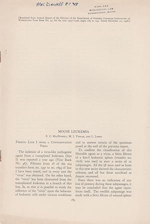 Seller image for Mouse Leukemia by MacDowell, E.C., Taylor, M.J.; and Lewis, L. for sale by Robinson Street Books, IOBA