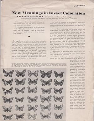 Bild des Verkufers fr New Meanings in Insect Coloration by Hovanitz, William zum Verkauf von Robinson Street Books, IOBA