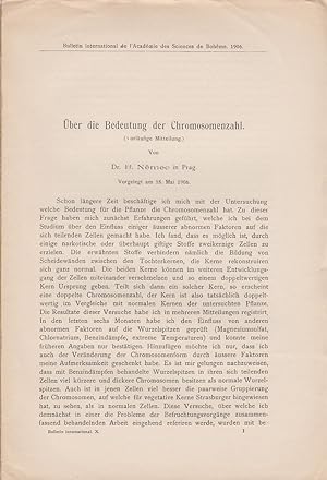 Imagen del vendedor de Uber die Bedeutung der Chromosomenzahl by Nemec, B. a la venta por Robinson Street Books, IOBA