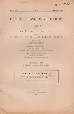 Seller image for La Formule Chromosomiale du Doryphore Leptinotarsa Decemlineata Stal. by Guenin, H.-A. and Scherler, M. for sale by Robinson Street Books, IOBA