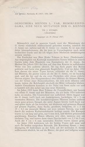 Seller image for Oenothera Biennis L. Var. Hemikleistogama, eine Neue Mutation der O. Biennis by Stomps, Th. J. for sale by Robinson Street Books, IOBA