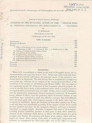 Analysis of the Mutagenic action of Formaldehyde Food III. Conditions Influencing the effectivene...