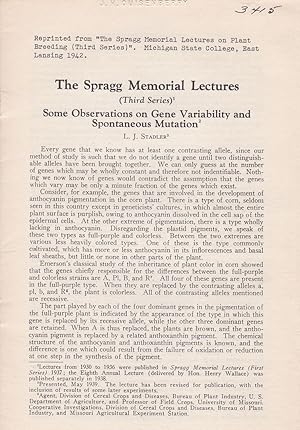 Seller image for Some observations on Gene Variability and Spontaneous Mutation by L. J. Stadler for sale by Robinson Street Books, IOBA